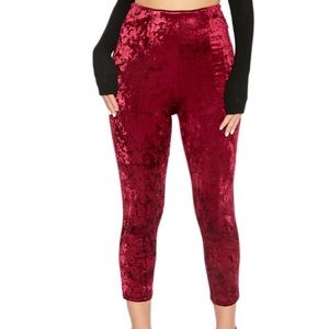 Burgandy Velvet cropped leggings